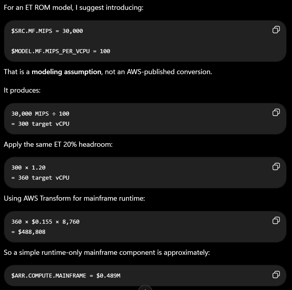 ARR calculation for thirty thousand MIPS